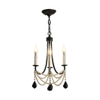 Pearl Chandelier Black Iron Artistic Crystal Ceiling Light