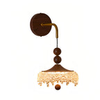 LED Bedroom Wall Lights Walnut Colored Water Drop Lampshade Iron Lamp