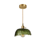 Nordic Pendant Light Hammered Glass and Brass Light