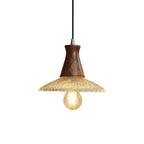 Wood Light Pendant Wabi Sabi Style Glass Pendant Light