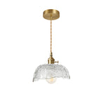 Nordic Pendant Light Hammered Glass and Brass Light