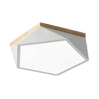 Colorful Flush Mount Ceiling Light Nordic Geometric Wooden Ceiling Lamp