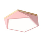 Colorful Flush Mount Ceiling Light Nordic Geometric Wooden Ceiling Lamp