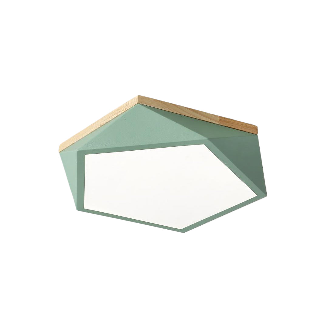 Colorful Flush Mount Ceiling Light Nordic Geometric Wooden Ceiling Lamp