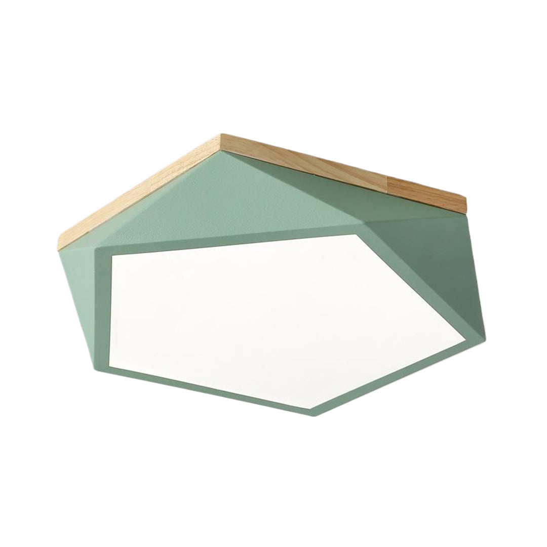 Colorful Flush Mount Ceiling Light Nordic Geometric Wooden Ceiling Lamp