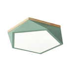 Colorful Flush Mount Ceiling Light Nordic Geometric Wooden Ceiling Lamp