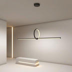 Linear and Round Combination Pendant Light, Modern Black Finish