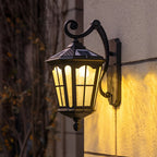 Retro Waterproof LED Aluminum Black Vintage Solar Outdoor Wall Light