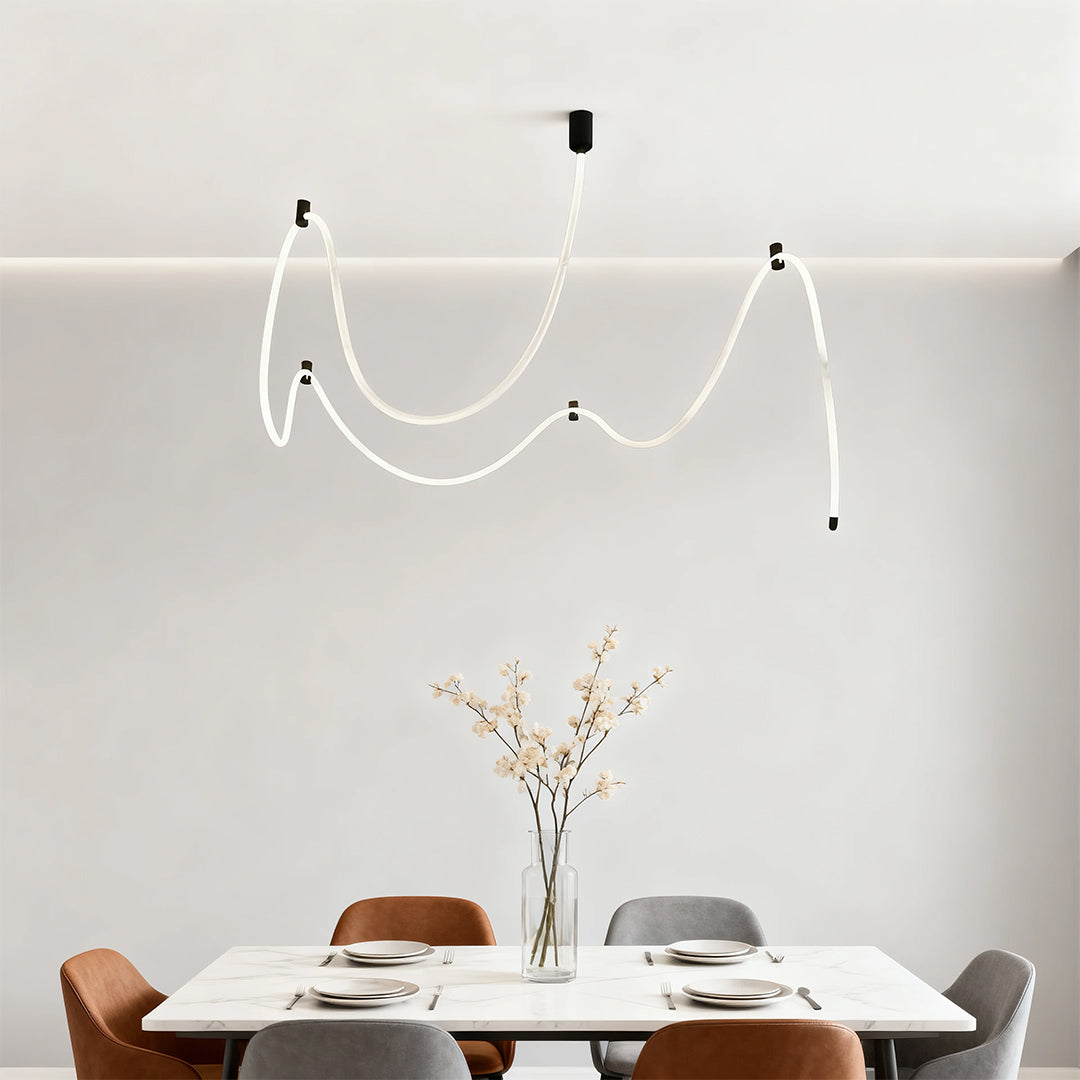 Long LED Ceiling Light Minimalist Creative Black Linear Lamp