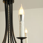 Pearl Chandelier Black Iron Artistic Crystal Ceiling Light