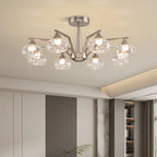 Sputnik Mid Century Semi-Flush Mount Lighting Silver Metal Ceiling Light
