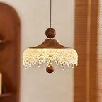 Water Drop Pendant Light Walnut Finish Iron Teardrop Ceiling Light