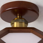Wood Semi Flush Mount Light Modern Minimalist Lotus Light