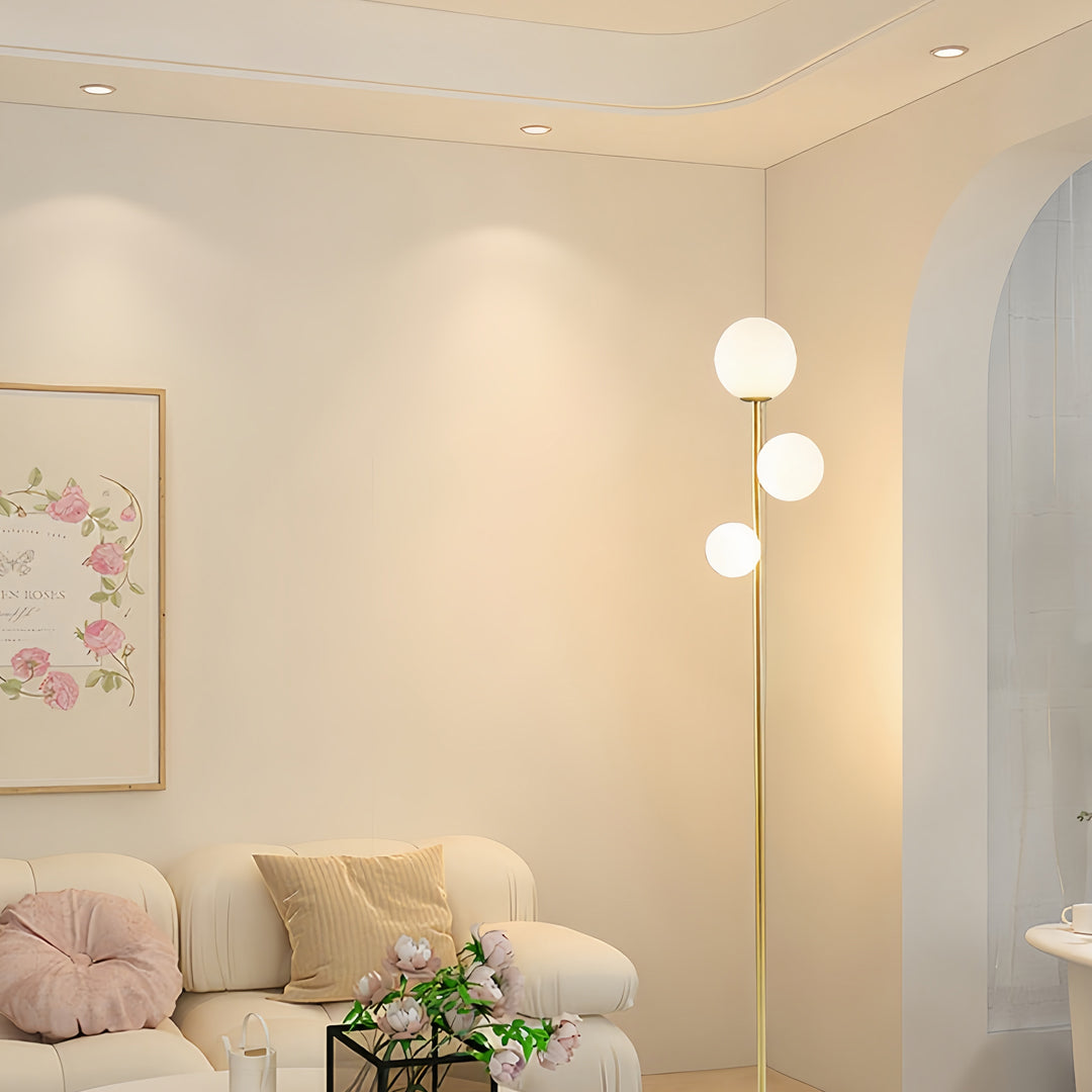 3 Lights Floor Lamp Gold Black White Modern Globe Standing Lamp