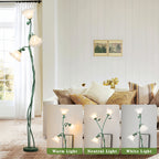 Flower Floor Lamps French Country Style Green Artistic Iron Lamp