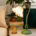 Floral Table Lamps French Vintage Green DIY Twistable White Glass Lamp