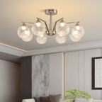 Sputnik Mid Century Semi-Flush Mount Lighting Silver Metal Ceiling Light