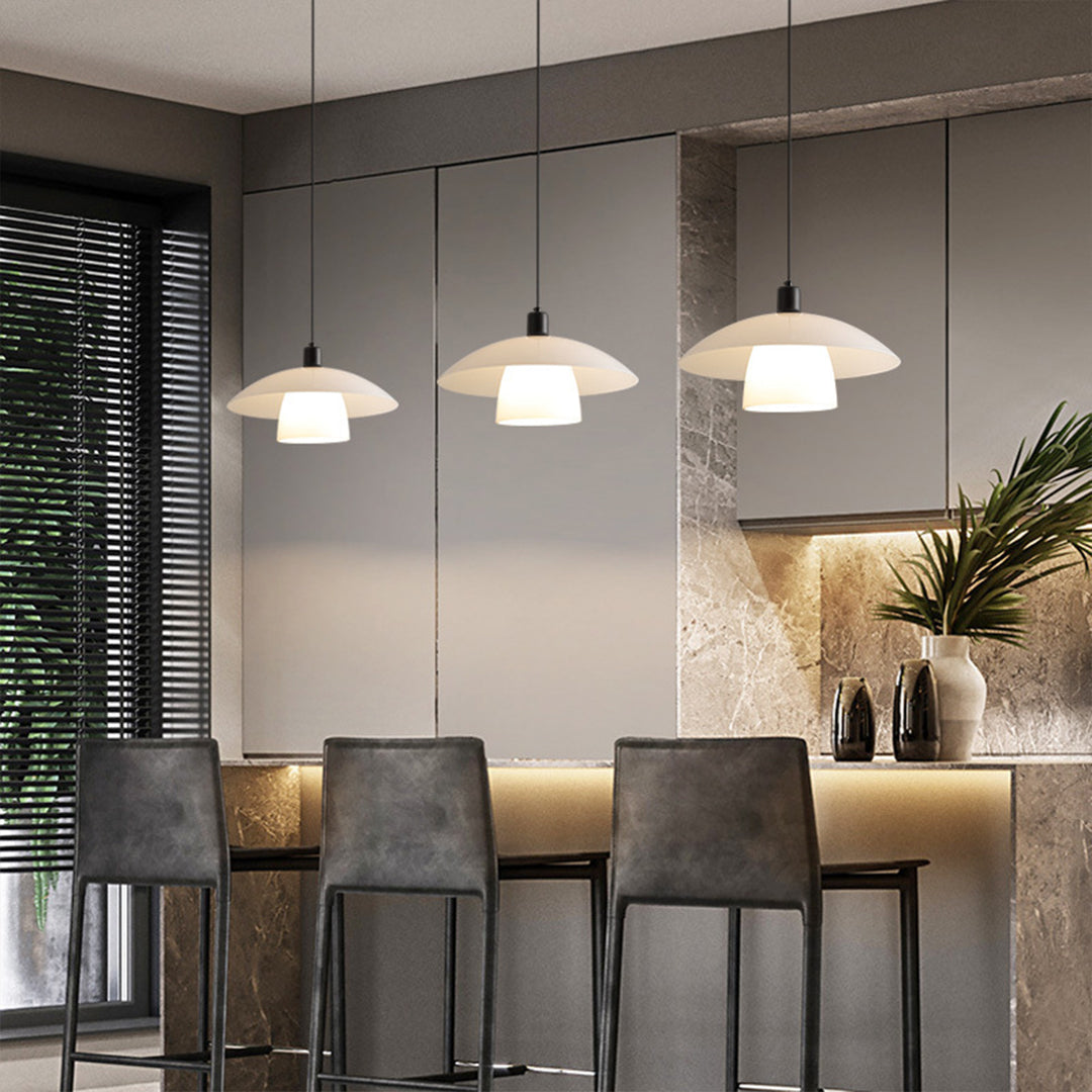 White Pendant Light Fixture Wabi Sabi Style Opal Glass Light