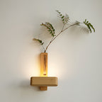 Wooden Wall Lights Minimalist with Glass Vase Wireless Magnetic Lamp