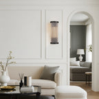 Black Indoor Wall Sconce American Vintage Semi-Circular Glass Rod Wall Lamp