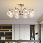 Sputnik Mid Century Semi-Flush Mount Lighting Silver Metal Ceiling Light
