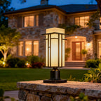 Black Retro Aluminum Path Lights with Frosted Glass Outdoor Waterproof Landscape Lighting