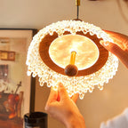LED Bedroom Wall Lights Walnut Colored Water Drop Lampshade Iron Lamp