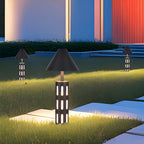 Black Path Lights Industrial Perforated Cylindrical Garden Light