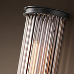 Black Indoor Wall Sconce American Vintage Semi-Circular Glass Rod Wall Lamp