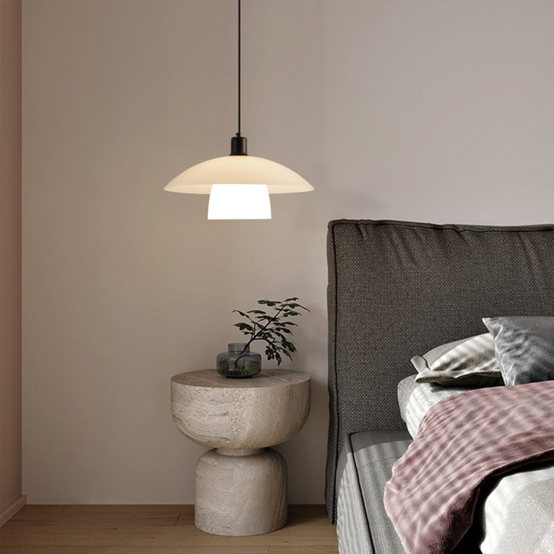 White Pendant Light Fixture Wabi Sabi Style Opal Glass Light