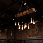 Black and Wood Pendant Light American Vintage Style Iron Ceiling Light