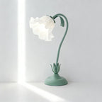Floral Table Lamps French Vintage Green DIY Twistable White Glass Lamp