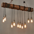 Black and Wood Pendant Light American Vintage Style Iron Ceiling Light