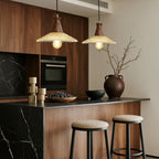 Wood Light Pendant Wabi Sabi Style Glass Pendant Light