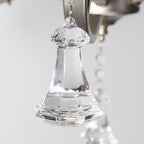 Candle Stick Chandelier Iron Silver Finish Crystal Ceiling Light