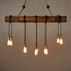 Black and Wood Pendant Light American Vintage Style Iron Ceiling Light