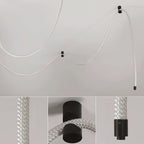 Long LED Ceiling Light Minimalist Creative Black Linear Lamp