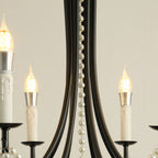 Pearl Chandelier Black Iron Artistic Crystal Ceiling Light