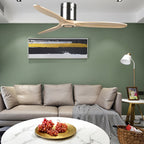 Wooden Ceiling Fan with Light Quiet Dc Motor Flush Mount Fandelier
