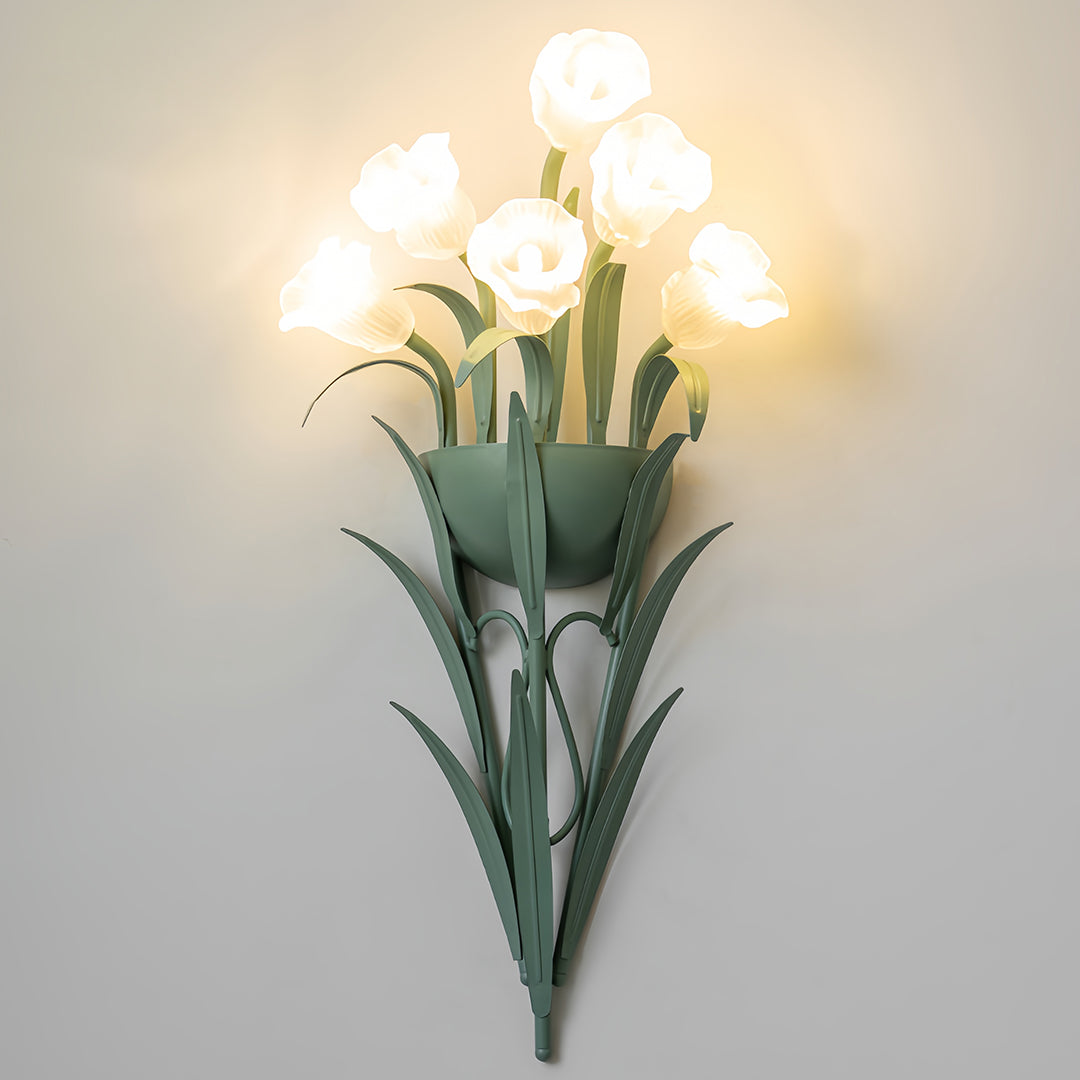 Art Deco Wall Light Creative Green Vintage Flower Decorative Light