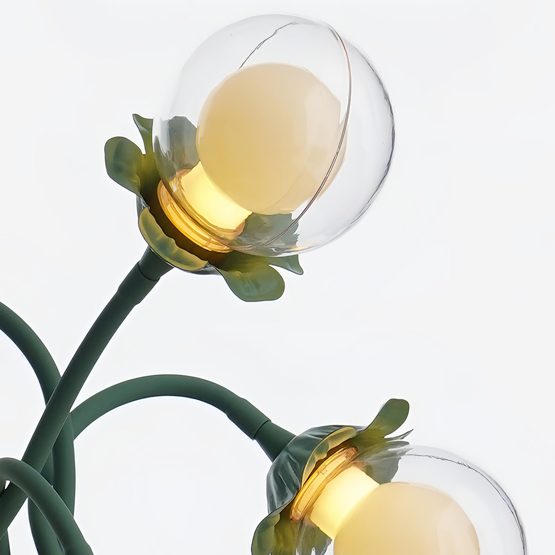Retro Green Table Lamp French Floral  Artistic Globe Decorative Light