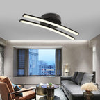 Contemporary Semi Flush Mount Lighting Dual LED Strip Rotating Ceiling Light