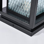 Outdoor Glass Lanterns Industrial Black Weatherproof Square Lawn Light