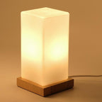 Square Table Light Wooden Cube Battery-Powered LED Lamp