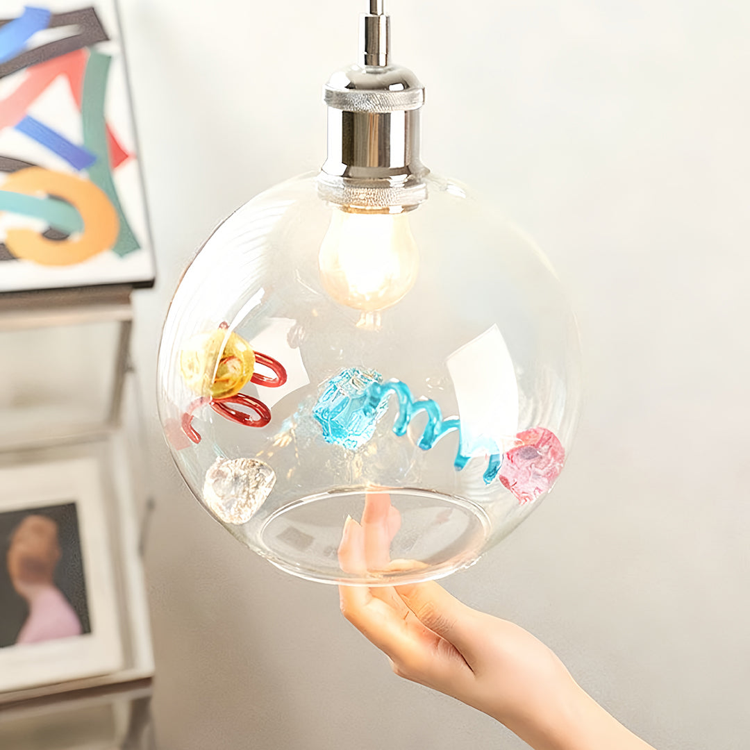 Coloured Glass Pendant Lights Globe Art Deco Ceiling Light