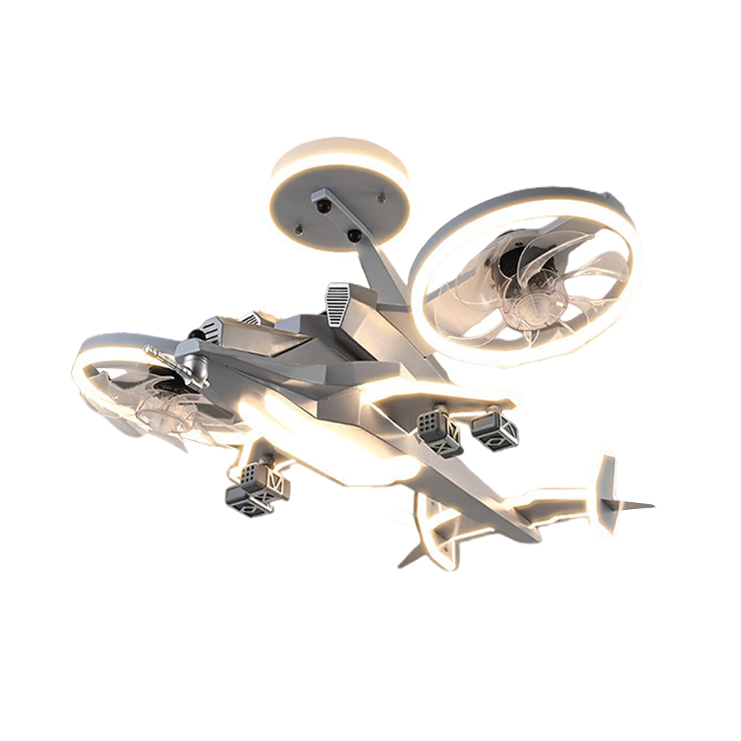 Kids Ceiling Fan With Light Fighter Jet Shaped Full Spectrum Fan Light