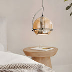 Amber Glass Globe Pendant Light Nordic Metal Ceiling Light