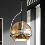 Amber Glass Globe Pendant Light Nordic Metal Ceiling Light