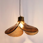 Amber Glass Pendant Light Floral Design Vintage Light
