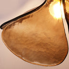Amber Glass Pendant Light Floral Design Vintage Light